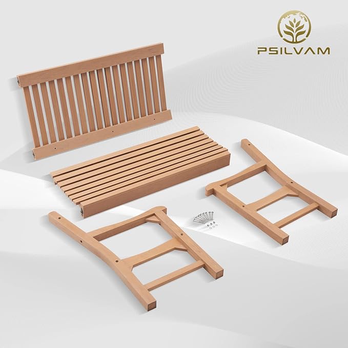 Psilvam 2-Person Poly Lumber Outdoor Bench with 700 Lbs Weight Capacity – Weatherproof Garden Seating for, Balcony Porch & Park, All-Weather Fade-Resistant Patio Furniture (Teak Color)-Ruum Studio Home
