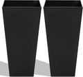 Worth Garden 2-Pack Black Matte Texture Square Tapered Planter - 25.5" H. Tall Plastic Plant Pots with Drain Hole for Indoor Outdoor - Modern Decorative Flower Pots for Front Porch, Patio, Deck-Ruum Studio Home