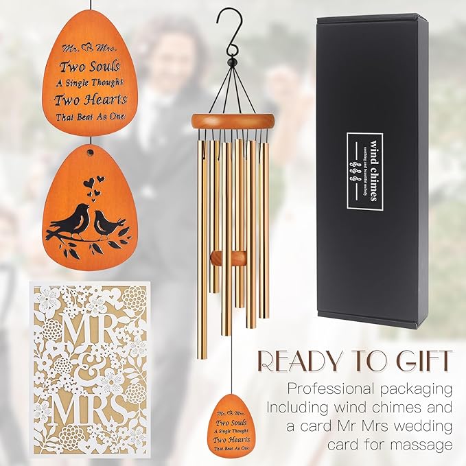 Wedding Gift for Couples,Mr and mrs Gift,Bride to be Gifts for Bridal Wedding Wind Chime for Outdoor, Garden Decoration,Bridal Shower Gifts-Ruum Studio Home