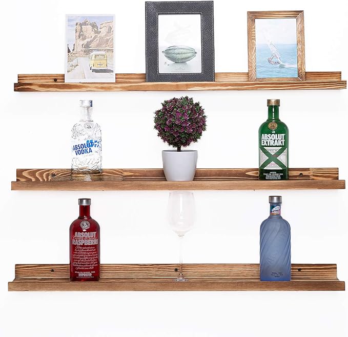 AZSKY Large Floating Shelves 36 Inch Wood Wall Mounted Set of 3 Floating Bookshelf Long Wooden Picture Ledge Shelf for Home Decoration-Ruum Studio Home