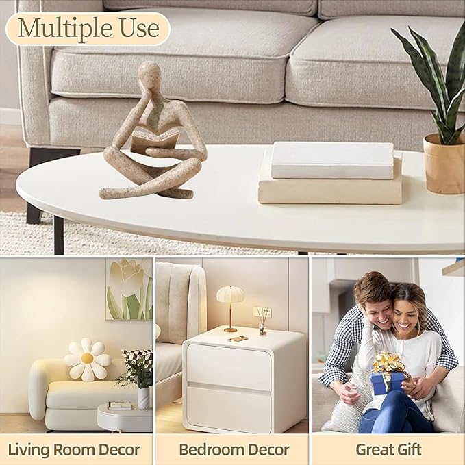 Bookshelf Decor Thinker Statue - Abstract Style Thinker Sculptures Modern Aesthetic Figurine Decoration Statues for Home Decor-Zuo Si-Sandstone-Ruum Studio Home