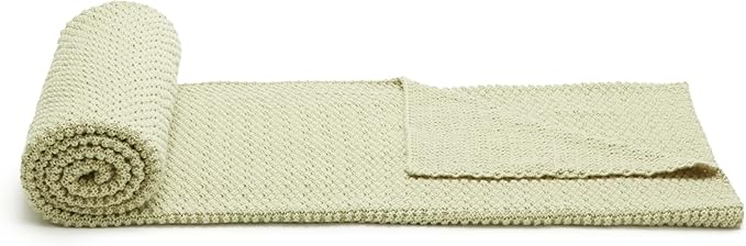 Amazon Basics Chunky Cable Knit Throw Blanket for Couch, Sofa, Bed, Lightweight Soft Cozy, Sage Green, 50"x 60"-Ruum Studio Home