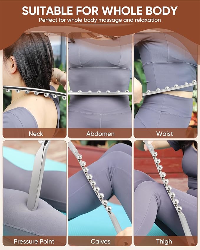 ONUEMP Stainless Steel Gua Sha Stick, Lymphatic Drainage Massager Cellulite Remover, Pressure Point Muscle Scraper Tool, Maderoterapia Kit for Body Sculpting, Fascia Massage, Myofascial Release-Ruum Studio Home
