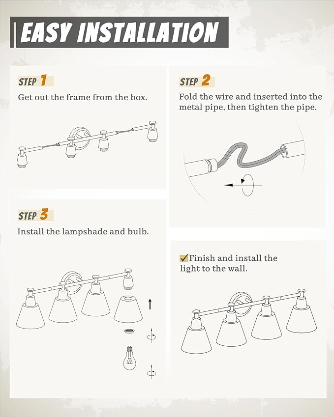 FEMILA 30" Bathroom Light Fixtures, 4 Light Vanity Lighting Fixtures with Wood Grain Paint and Black Finish, Light Fixtures for Bathroom Above Mirror, 4FG75B-4W BK-Ruum Studio Home