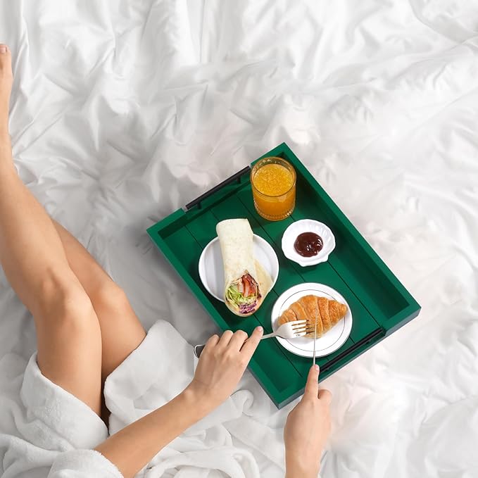 Ottoman Coffee Table Decorative & Serving Tray, 17x13 Inch Wood Tray with 4 Wooden Coasters - Perfect for Ottoman & Breakfast-Ruum Studio Home