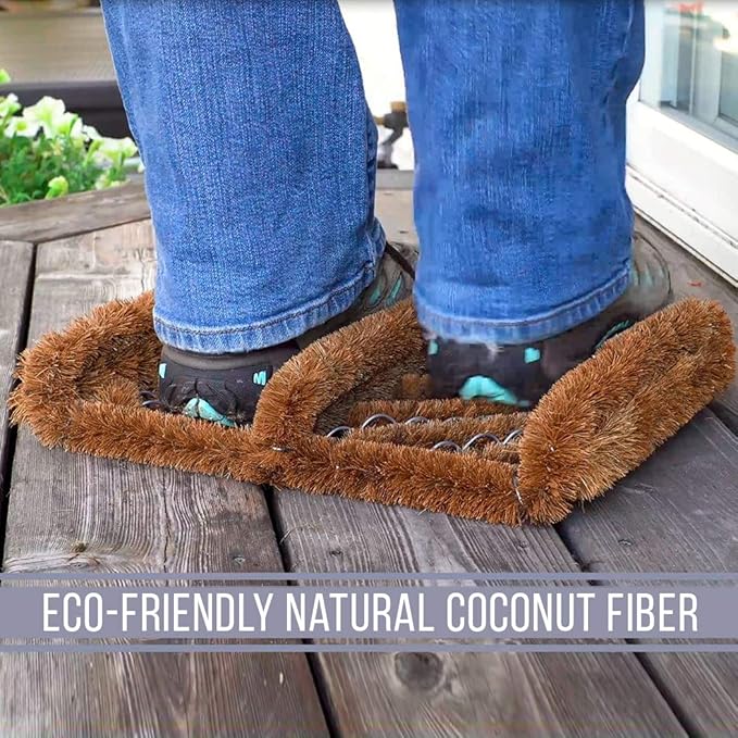 NINAMAR Natural Coir Boot Scraper Door Mat - 13 x 12 inch - 2 Pack-Ruum Studio Home
