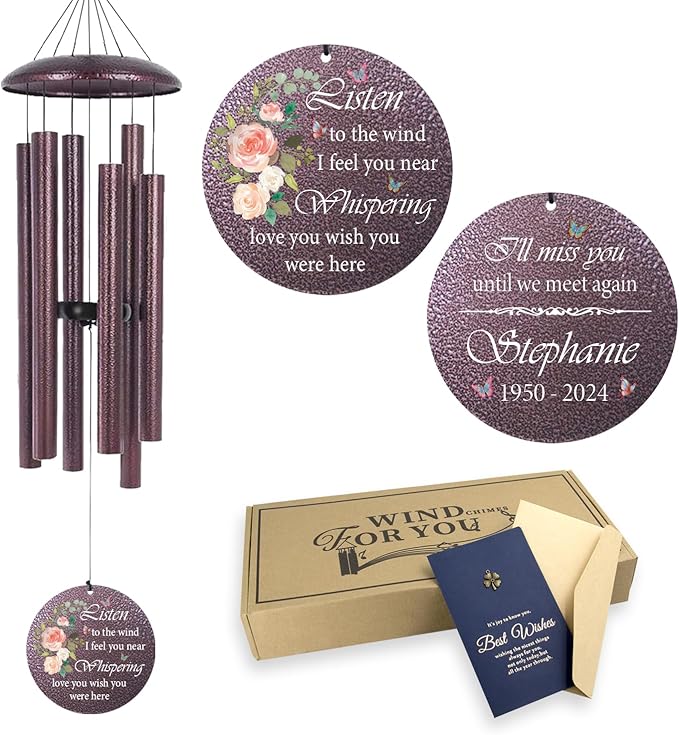 ASTARIN 36" Large Deep Tone Personalized Sympathy Wind Chimes, Memorial Wind Chime for Loss of Mother Father Loved One, Hummingbird Bereavement Gifts Decor Outdoor Patio Garden Graveyard-Ruum Studio Home