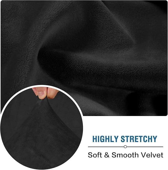 H.VERSAILTEX Velvet Stretch Individual Chaise Cover Sectional Couch Covers for L Shaped Sofa Both Left/Right Furniture Protector Seat Cushion Sofa Cover (1 Piece Chaise Cover, Black)-Ruum Studio Home