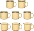 Set of 8 Ceramic Campfire Mugs – 15 Oz, Yellow – Coffee & Tea Cups for Home, Work, Travel, Camping – Customizable, Great for DIY, Events, Companies-Ruum Studio Home