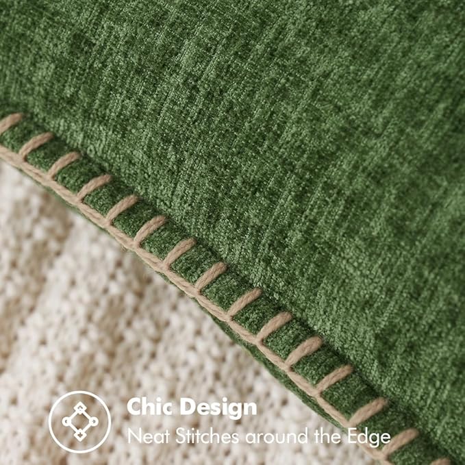 MIULEE Pack of 2 Christmas Pillow Covers 20x20 Inch Moss Green Farmhouse Decorative Throw Pillow Covers with Stitched Edge Soft Chenille Solid Dyed Couch Pillow Covers for Sofa Bed Living Room-Ruum Studio Home