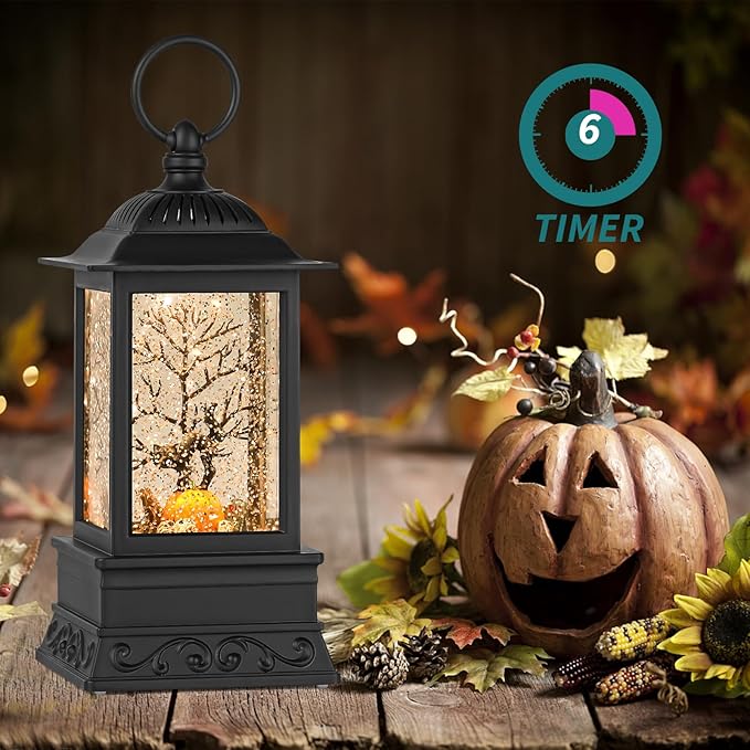 Halloween Snow Globe Black Cat Lantern, Glitter Lighted Snow Globes Halloween Decorations for Home, Light Up Snowglobe Halloween Décor-Ruum Studio Home
