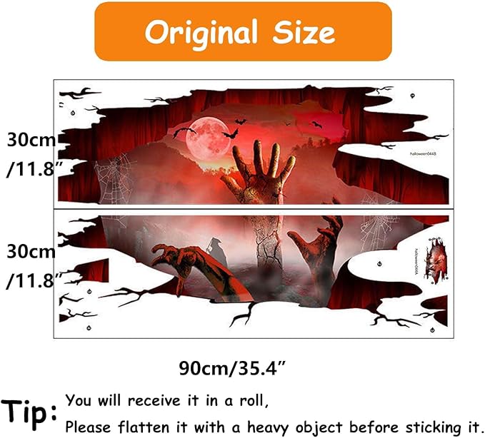 Halloween Wall Stickers Bat Ghost Scary Decor Large Removable Floor Room Decals Decoration Window Clings Party Supplies for Windows Glass Home Ornaments-Ruum Studio Home