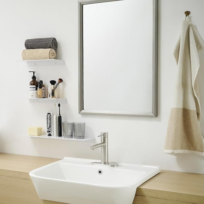 JOOM White Metal Floating Shelf - Floating Shelf, Small Bathroom Shelf, Display Shelves for Wall Storage (12 in)-Ruum Studio Home