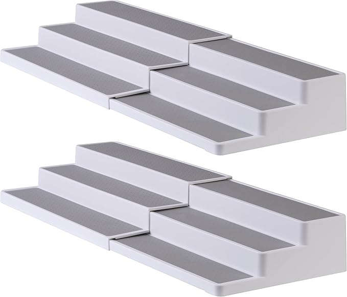 SIMPLEMADE 3-Tier Spice Rack Organizer - Versatile Storage Shelf for Kitchen, Bathroom, Bedroom & Office, Set of 2, Expandable White-Ruum Studio Home