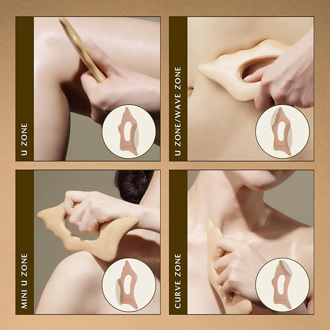 Body Sculptor - Beech Wood Massage Tool, Portable & Lightweight Scraping Tools, Wood Gua Sha, Relieve Tensed Muscle, Lymphatic Massage to Help Face & Body Circulation-Ruum Studio Home