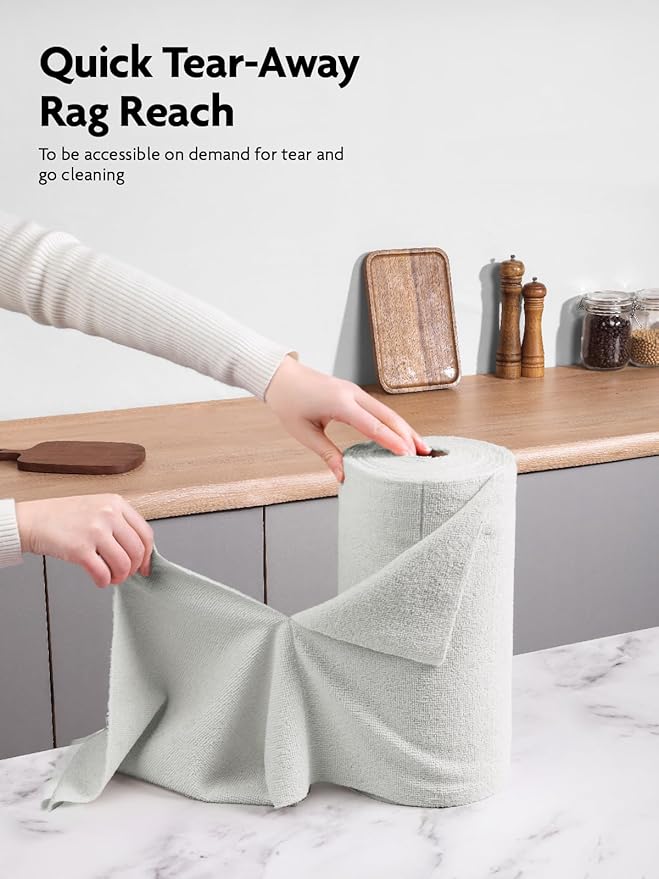 Fantasticlean Microfiber Cleaning Cloth Roll -75 Pack, Tear Away Microfiber Towels, 12" x 12", Reusable, Washable, Scratch Free, Ultra Absorbent Dish Rags for Car, Home, Garage or Shop (Cool Grey)-Ruum Studio Home