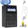 Commercial Ice Maker Machine 100 LBS/24H, 36 Ice Trays Freestanding & Undercounter Ice Machine Stainless Steel with 20 LBS Ice Storage Capacity, Ice Maker with Water Line, Dual Water Inlet, Black-Ruum Studio Home