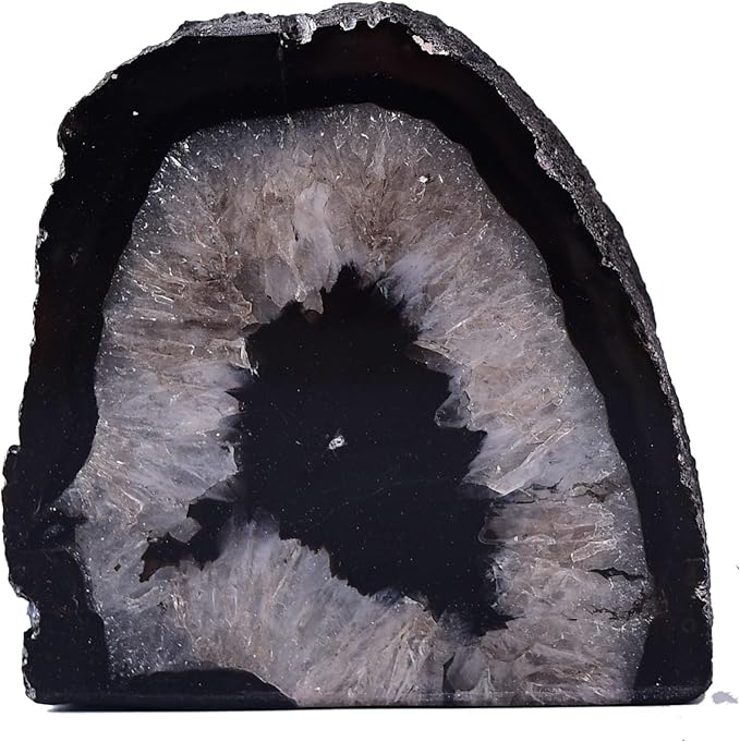 AMOYSTONE Agate Candle Holder Multi-Functional Décor 1-1.5lb Pillar Candles & Makeup Brush Storage | Irregular Half-Cut Design | Meditation Desk Accent | Spiritual Starter Gift-Ruum Studio Home