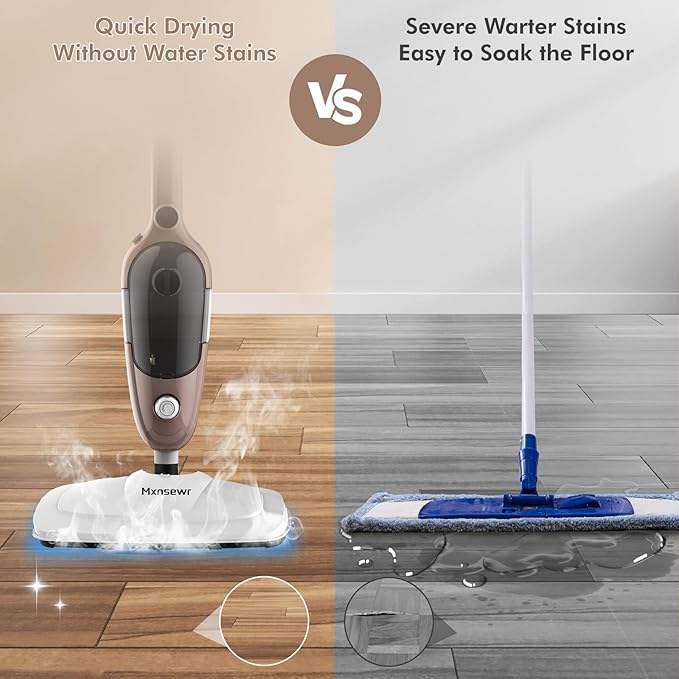 Steam Mop - All-in-one Powerful Handheld Steam Cleaner Detachable Floor Steamer with 11 Accessories, MultiPurpose Steamer for Hardwood Floors, Clothes,Windows,Tiles,Carpet, Whole Home Use, Rose Gold-Ruum Studio Home
