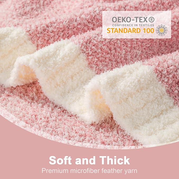 Snuggle Sac Pink Throw Blankets for Couch, Reversible Super Soft Warm Microfiber Blankets Cozy Knit Fuzzy Plush Lightweight Fluffy Throws for Sofa, Bed, Living Room, Heather Pink, 50 x 60 inches-Ruum Studio Home