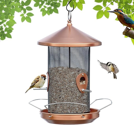 Large Bird Feeders for Outside: 12.6inch Metal for Outdoors Hanging with Copper for Garden Yard Outside Decor Cardinal Finch - Gardening Gifts for Women Men-Ruum Studio Home