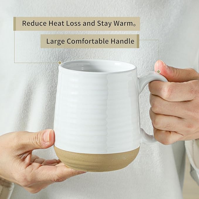 Hasense Coffee Mugs Set of 6, 15 oz Ceramic Coffee Cups with Comfortable Handle, Classic White Mug for Men and Women, Tea Cup Set for Latte, Cappuccino, Milk, Soup, Dishwasher and Microwave Safe-Ruum Studio Home