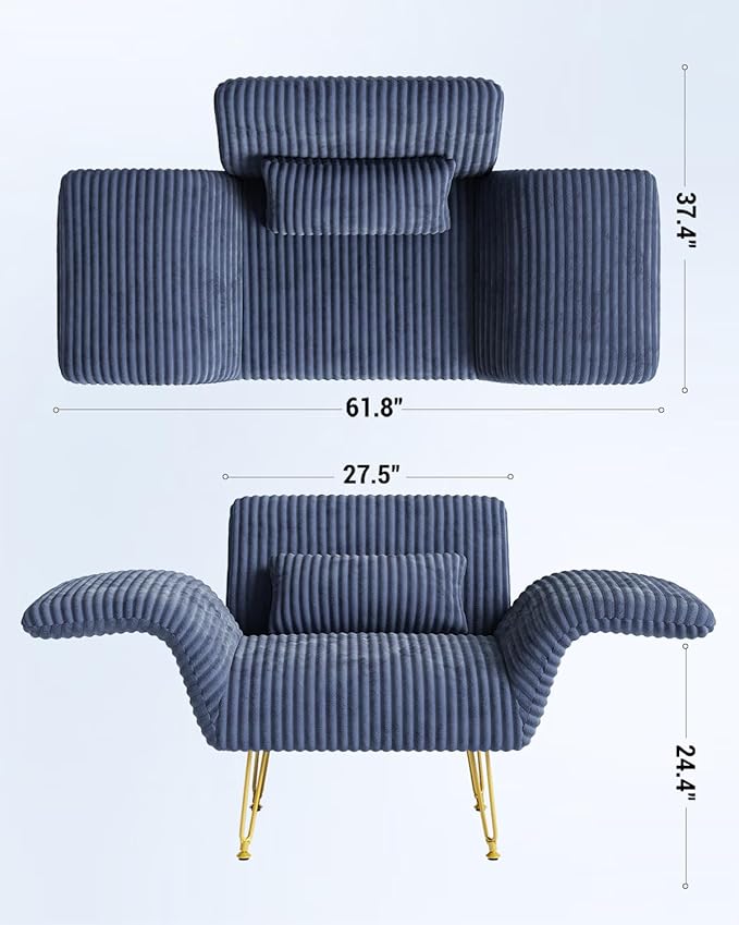 Txtin's Comfy Accent Chair Reading Chair for Bedroom Cozy Wing Arm Living Room Single Sofa Chair with Angle Adjustable Arms Navy Blue Corduroy Easy Assembly-Ruum Studio Home