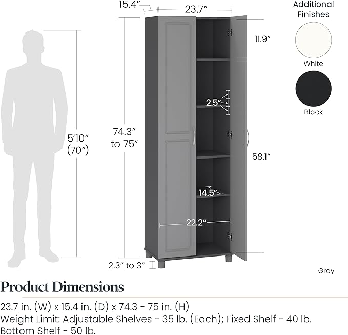 SystemBuild Evolution Kendall 24" Utility Storage Cabinet - White-Ruum Studio Home