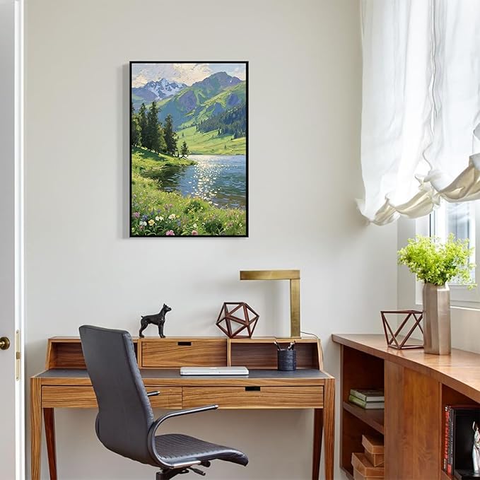 The scenery of mountain streams and green meadows is suitable for living rooms bedrooms offices landscape posters and wall paintings-Ruum Studio Home