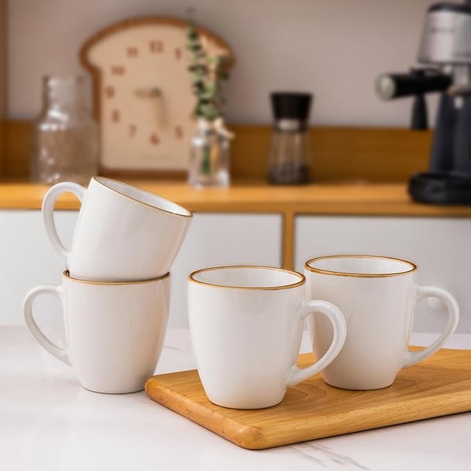 GBHOME Ceramic Coffee Mugs Set of 4, 12oz Stoneware Coffee Mugs Set For Dad Mom Women MEN, Light Weight Ceramic Coffee Cups for Latte/Tea/Beer/Hot Cocoa, Dishwasher & Microwave Safe-Ruum Studio Home