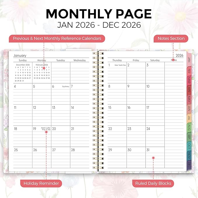 Planner 2026, 8.5" x 11" Monthly & Weekly Planner with Tabs, JAN - DEC 2026, Goal Setting & Time Management Organizer for Professionals & Students-Ruum Studio Home