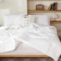 Litanika White Oversized King Comforters Super King Size, 3 Pieces Lightweight Solid Bedding Comforter Set, All Season Fluffy Bed Set (120x120In Comforter & 2 Pillowcases)-Ruum Studio Home