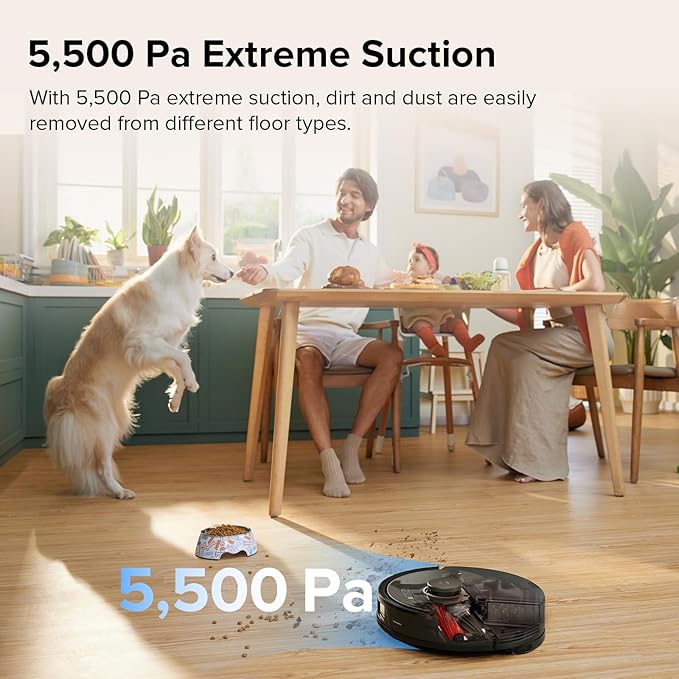 roborock Q8 Max Robot Vacuum and Mop Cleaner, DuoRoller Brush, 5500Pa Strong Suction, Lidar Navigation, Obstacle Avoidance, Multi-Level Mapping, Perfect for Pet Hair-Ruum Studio Home