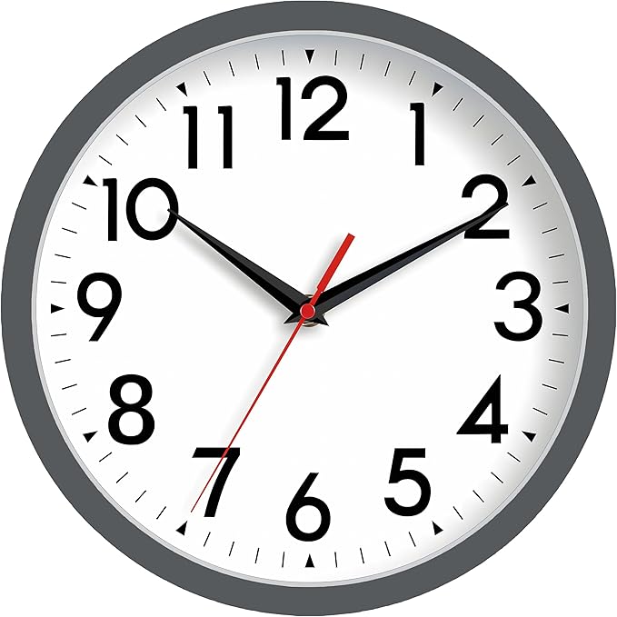 Wall Clock Small Analog 8 Inch Silent Non Ticking Battery Operated Modern Simple Decorative for Kitchen Office Bedroom Bathroom Living Room(Gray)-Ruum Studio Home