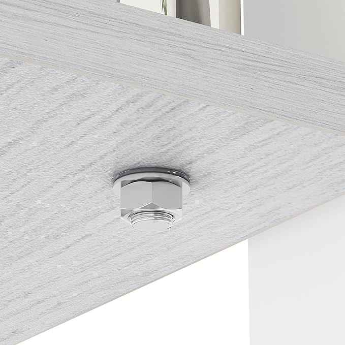 Glass Coffee Table Rectangle Living Room Center Table, with Gray Tempered Glass Tabletop and White MDF Layer,for Living Room and Office, Gray+White-Ruum Studio Home