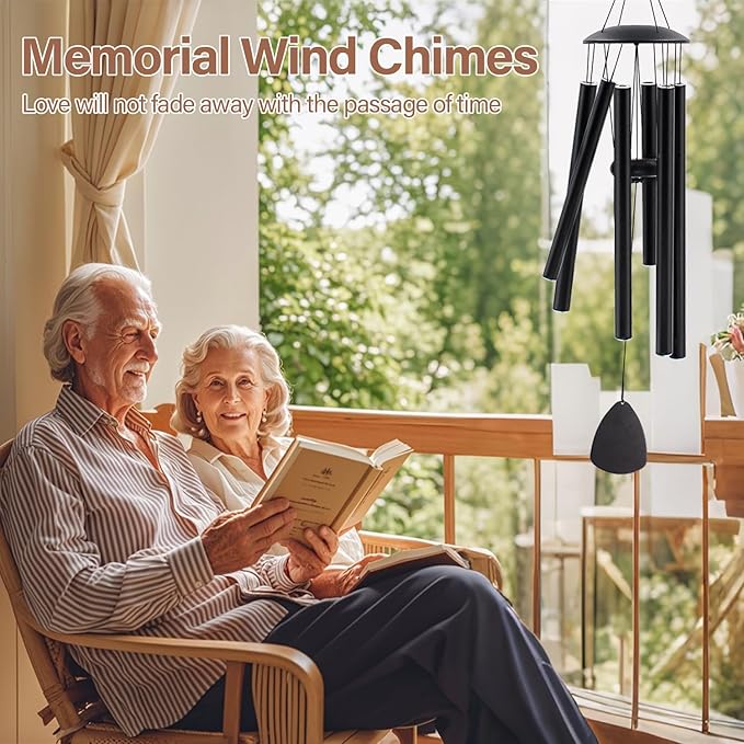 Wind Chimes for Outside, Large Aluminum Wind Chimes – Deep Tones & Soothing Melodies Ideal for Garden, Patio Decor, and Windchimes Outdoors for Loss of Loved One (32'' Black)-Ruum Studio Home