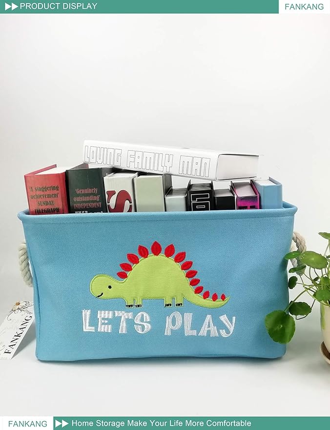 FANKANG Rectangular Laundry Basket Nursery Storage Fabric Storage Bin Storage Hamper,Gift Baskets (Single Dinosaur)-Ruum Studio Home