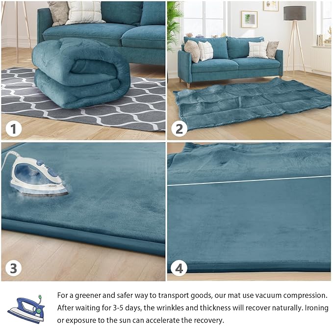 Baby Play Mat for Floor Tummy Time Mat Nursery Rug Muscle Area Playroom Rug Tatami 79"x118" Memory Foam 1.3" Thick Crawling For Babies,Toddlers, Infants, Kids,Floor(Green)-Ruum Studio Home