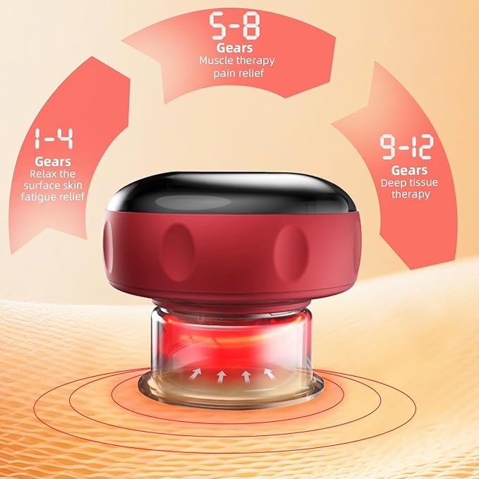 5-in-1 Smart Dynamic Cupping Therapy Set, Smart Cupping Therapy Massager, 12 Levels of Suction Strength and Temperature Control for Targeted Pain Relief, Knots, Aches, Portable Cupping Kit-Ruum Studio Home