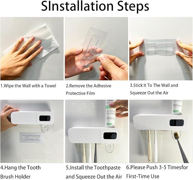 Smart Toothbrush Holder for Bathrooms, Toothbrush Cleaner Wall Mounted, Automatic Toothpaste Dispenser for Equipped with 3 Slots (White)-Ruum Studio Home
