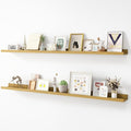 Picture Ledge Shelf, Wood Long Floating Shelves for Wall, Set of 2, 56 inch Picture Ledge Shelves, Photo Ledge Nursery Book Shelves Wall Mounted for Living Room Kids' Room Bedroom, Color Oak-Ruum Studio Home