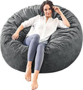 Bean Bag Chairs for Adults - Memory Foam Furniture BeanBag Chair - Kids/Teens Sofa with Soft Micro Fiber Cover - Round Fluffy Couch for Living Room Bedroom College Dorm - 4.5 ft, Gray Stripe-Ruum Studio Home