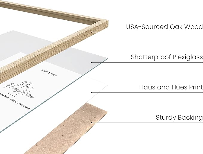 Haus and Hues 20x30 Natural Oak Wood Picture Frames Set of 15 - Premium Bulk Picture Frames 12x16 Bundle - Elegant Gallery Wall Frame Set for Posters, Art Display - Ideal for Wall Decor in Home &-Ruum Studio Home
