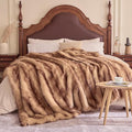 Fluffy Faux Fur Throw Blanket – Super Soft Warm Thick Plush Blanket for Bed, Couch & Office, Cozy Fuzzy Throw with Flannel Backing,90"x90", Brown-Ruum Studio Home