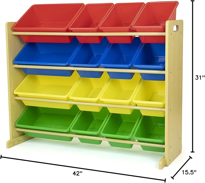 Humble Crew Supersized Toy Storage Organizer with 16 Removable Bins, Natural/Primary – Large Toy Storage for Toddlers Ideal for Kids' Rooms, Playrooms, and Nurseries - Modern Toy Bins for Kids-Ruum Studio Home