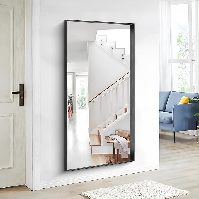 Black Bathroom Mirror, 30x60 Inch Rectangular Deep Frame Mirror, Large Wall Mounted Bathroom Vanity Mirror Over Sink for Bedroom,Restroom, Living Room, Hangs Vertically or Horizontally-Ruum Studio Home