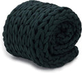 Nuzzie Chunky Knit Weighted Blanket - Breathable, Cooling, Hand Made Knit Throw Blanket for Sleep - Machine Washable, Stylish Decor Design (Forest Green, Queen | 22lbs | 60"x80")-Ruum Studio Home