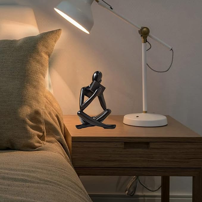 Bookshelf Decor Thinker Statue - Abstract Style Thinker Sculptures Modern Aesthetic Figurine Decoration Statues for Home Decor-Right Thinking-Black-Ruum Studio Home