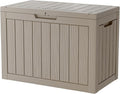 45 Gallon Lockable Resin Deck Box, Waterproof & UV-Resistant Outdoor Storage Box for Outdoor Cushion Storage, Garden Tools & Pool Accessories Storage, Gray-Ruum Studio Home