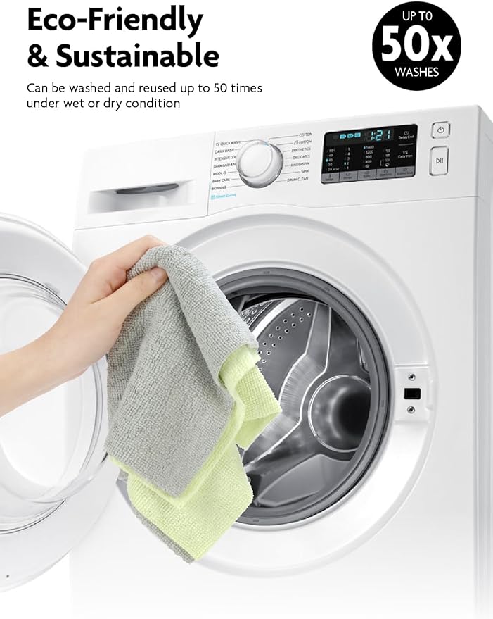 Fantasticlean Microfiber Cleaning Cloth Roll -75 Pack, Tear Away Microfiber Towels, 12" x 12", Reusable, Washable, Scratch Free, Ultra Absorbent Dish Rags for Car, Home, Garage or Shop (Green)-Ruum Studio Home